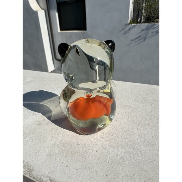 Vintage clear glass Panda bear paperweight VERY CUTE figurine coquette - Picture 7 of 11